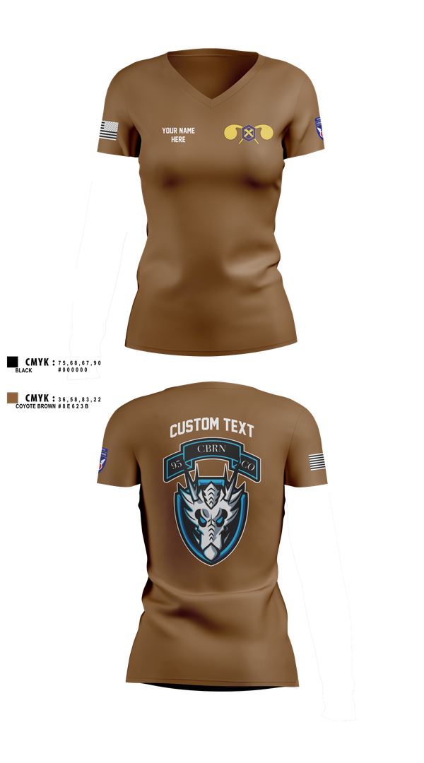 Womens Short Sleeve Vneck Shirt, 1st Platoon, 95th CBRN, Army, Teamtime, Team time, sublimation, custom sports apparel, team uniforms, spirit wear, spiritwear, sports uniforms, custom shirts, team store, custom team store, fundraiser sports, apparel fundraiser