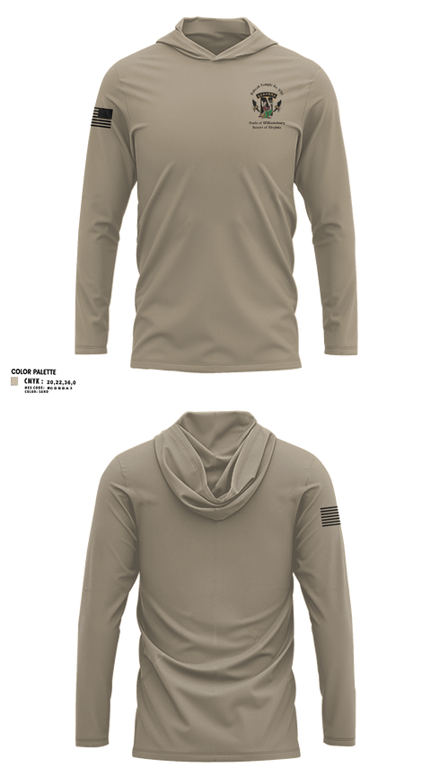Long Sleeve Performance Shirt with hood, Nabeeh Temple #260, Army, Teamtime, Team time, sublimation, custom sports apparel, team uniforms, spirit wear, spiritwear, sports uniforms, custom shirts, team store, custom team store, fundraiser sports, apparel fundraiser