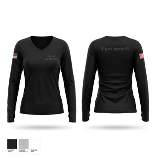 Womens Long Sleeve Vneck Shirt, 82nd airborne, Army, Teamtime, Team time, sublimation, custom sports apparel, team uniforms, spirit wear, spiritwear, sports uniforms, custom shirts, team store, custom team store, fundraiser sports, apparel fundraiser