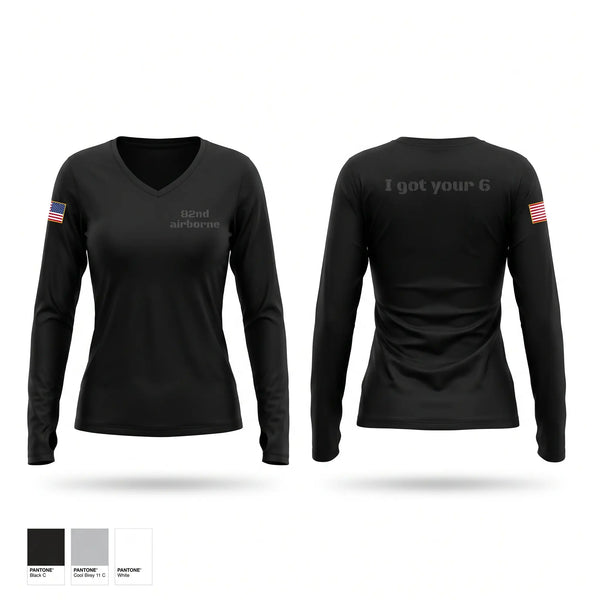 Womens Long Sleeve Vneck Shirt, 82nd airborne, Army, Teamtime, Team time, sublimation, custom sports apparel, team uniforms, spirit wear, spiritwear, sports uniforms, custom shirts, team store, custom team store, fundraiser sports, apparel fundraiser
