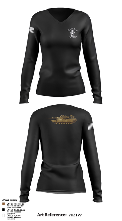 Death Row Platoon, Tomahawk Troop, 5/4 CAV, 2ABCT, 1ID 66483153 Women's Long Sleeve V-neck Shirt - 3