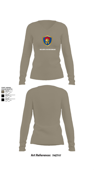 Womens Long Sleeve Vneck Shirt, HHC/128th Aviation Brigade, , Teamtime, Team time, sublimation, custom sports apparel, team uniforms, spirit wear, spiritwear, sports uniforms, custom shirts, team store, custom team store, fundraiser sports, apparel fundraiser