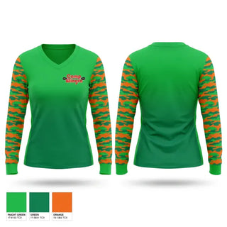 Womens Long Sleeve Vneck Shirt, Camp Wingra, Spirit Store, Teamtime, Team time, sublimation, custom sports apparel, team uniforms, spirit wear, spiritwear, sports uniforms, custom shirts, team store, custom team store, fundraiser sports, apparel fundraiser