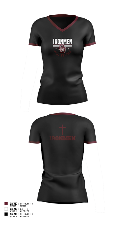 Don Bosco Ironmen Wrestling Women's Short Sleeve V-neck Shirt - 2