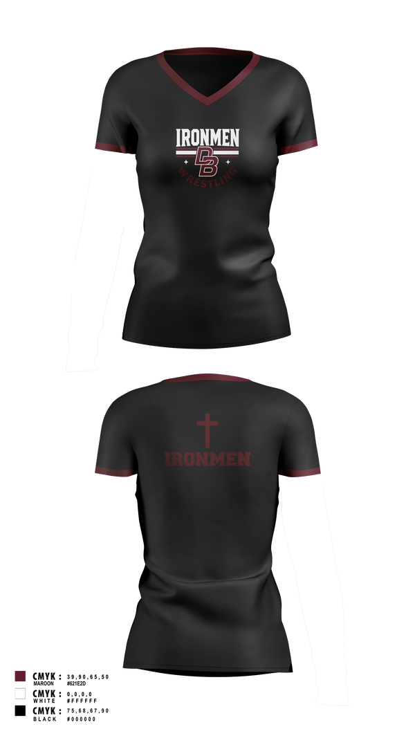 Don Bosco Ironmen Wrestling Women's Short Sleeve V-neck Shirt - 2