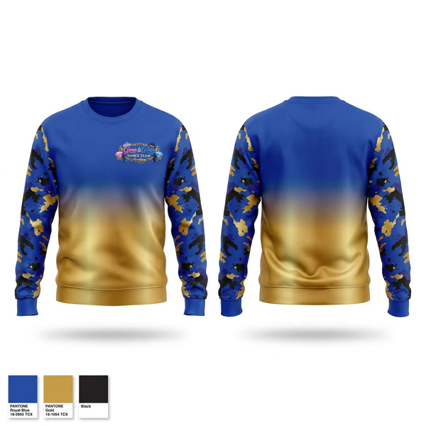 Crew Neck Sweatshirt, Gems and gents, Cheer, Teamtime, Team time, sublimation, custom sports apparel, team uniforms, spirit wear, spiritwear, sports uniforms, custom shirts, team store, custom team store, fundraiser sports, apparel fundraiser