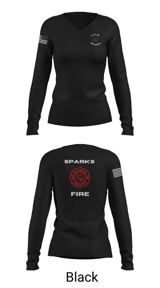 Womens Long Sleeve Vneck Shirt, Sparks Fire Department, Fire Department, Teamtime, Team time, sublimation, custom sports apparel, team uniforms, spirit wear, spiritwear, sports uniforms, custom shirts, team store, custom team store, fundraiser sports, apparel fundraiser
