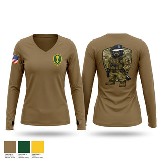 Womens Long Sleeve Vneck Shirt, 377th MP CO, Army, Teamtime, Team time, sublimation, custom sports apparel, team uniforms, spirit wear, spiritwear, sports uniforms, custom shirts, team store, custom team store, fundraiser sports, apparel fundraiser