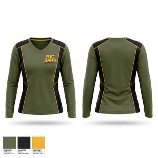Womens Long Sleeve Vneck Shirt, BIG ARMY, , Teamtime, Team time, sublimation, custom sports apparel, team uniforms, spirit wear, spiritwear, sports uniforms, custom shirts, team store, custom team store, fundraiser sports, apparel fundraiser