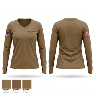 Womens Long Sleeve Vneck Shirt, Charlie Company Pirates, Navy, Teamtime, Team time, sublimation, custom sports apparel, team uniforms, spirit wear, spiritwear, sports uniforms, custom shirts, team store, custom team store, fundraiser sports, apparel fundraiser