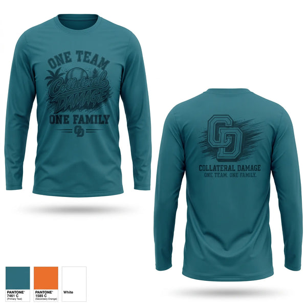 Long Sleeve Performance Shirt, Collateral Damage, Softball, Teamtime, Team time, sublimation, custom sports apparel, team uniforms, spirit wear, spiritwear, sports uniforms, custom shirts, team store, custom team store, fundraiser sports, apparel fundraiser