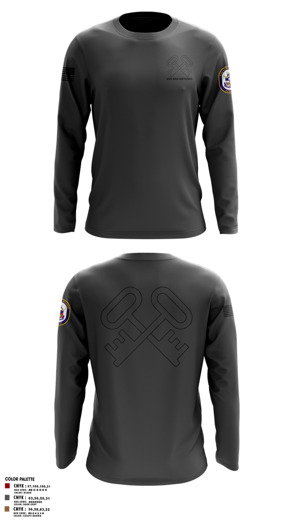 Long Sleeve Performance Shirt, Uss San Antonio, Navy, Teamtime, Team time, sublimation, custom sports apparel, team uniforms, spirit wear, spiritwear, sports uniforms, custom shirts, team store, custom team store, fundraiser sports, apparel fundraiser