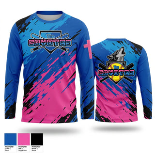 Long Sleeve Performance Shirt, Coyotes, Softball, Teamtime, Team time, sublimation, custom sports apparel, team uniforms, spirit wear, spiritwear, sports uniforms, custom shirts, team store, custom team store, fundraiser sports, apparel fundraiser