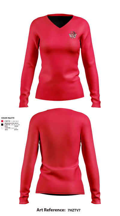 Red Springs Red Devils 1558638 Women's Long Sleeve V-neck Shirt - 6