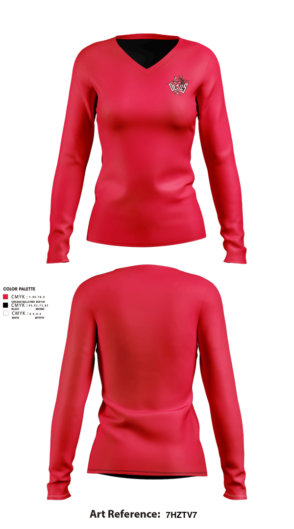 Womens Long Sleeve Vneck Shirt, Red Springs Red Devils, Women's Basketball, Teamtime, Team time, sublimation, custom sports apparel, team uniforms, spirit wear, spiritwear, sports uniforms, custom shirts, team store, custom team store, fundraiser sports, apparel fundraiser