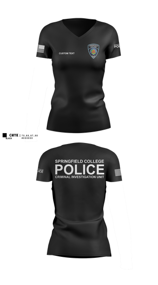 Womens Short Sleeve Vneck Shirt, Springfield College Police, Police, Teamtime, Team time, sublimation, custom sports apparel, team uniforms, spirit wear, spiritwear, sports uniforms, custom shirts, team store, custom team store, fundraiser sports, apparel fundraiser