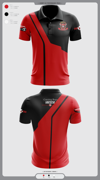 Short Sleeve Performance Polo, Corning Boys Soccer, Men's Soccer, Teamtime, Team time, sublimation, custom sports apparel, team uniforms, spirit wear, spiritwear, sports uniforms, custom shirts, team store, custom team store, fundraiser sports, apparel fundraiser
