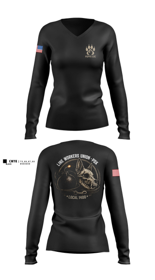 Womens Long Sleeve Vneck Shirt, Port Of Portland Police K9, Police, Teamtime, Team time, sublimation, custom sports apparel, team uniforms, spirit wear, spiritwear, sports uniforms, custom shirts, team store, custom team store, fundraiser sports, apparel fundraiser