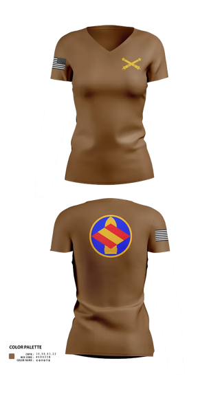 Womens Short Sleeve Vneck Shirt, HQ 142 FA BDE, National Guard, Teamtime, Team time, sublimation, custom sports apparel, team uniforms, spirit wear, spiritwear, sports uniforms, custom shirts, team store, custom team store, fundraiser sports, apparel fundraiser