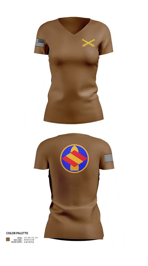 Womens Short Sleeve Vneck Shirt, HQ 142 FA BDE, National Guard, Teamtime, Team time, sublimation, custom sports apparel, team uniforms, spirit wear, spiritwear, sports uniforms, custom shirts, team store, custom team store, fundraiser sports, apparel fundraiser