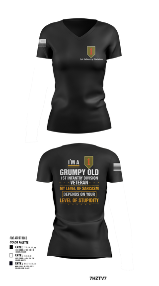 Womens Short Sleeve Vneck Shirt, 1st Infantry Division, , Teamtime, Team time, sublimation, custom sports apparel, team uniforms, spirit wear, spiritwear, sports uniforms, custom shirts, team store, custom team store, fundraiser sports, apparel fundraiser