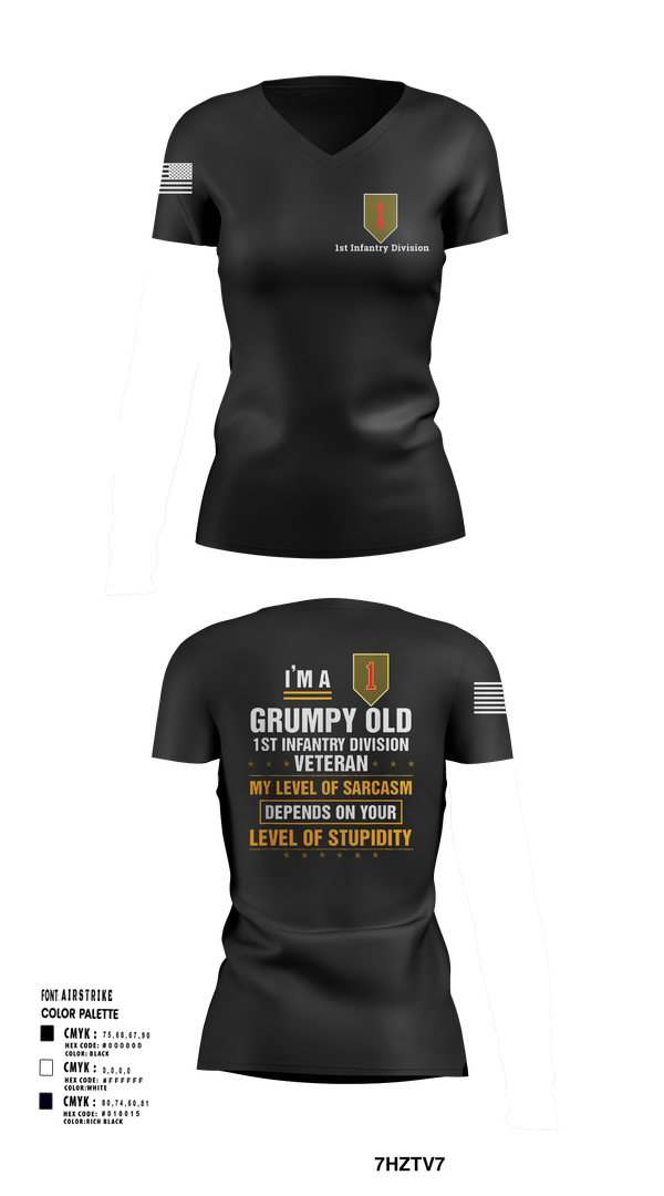 Womens Short Sleeve Vneck Shirt, 1st Infantry Division, , Teamtime, Team time, sublimation, custom sports apparel, team uniforms, spirit wear, spiritwear, sports uniforms, custom shirts, team store, custom team store, fundraiser sports, apparel fundraiser