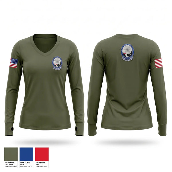 Womens Long Sleeve Vneck Shirt, Joint Task Force- 6, Marines, Teamtime, Team time, sublimation, custom sports apparel, team uniforms, spirit wear, spiritwear, sports uniforms, custom shirts, team store, custom team store, fundraiser sports, apparel fundraiser