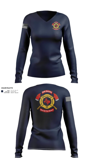 Womens Long Sleeve Vneck Shirt, Old Ocean Fire Department, Fire Department, Teamtime, Team time, sublimation, custom sports apparel, team uniforms, spirit wear, spiritwear, sports uniforms, custom shirts, team store, custom team store, fundraiser sports, apparel fundraiser