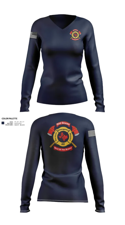 Old Ocean Fire Department 97753494 Women's Long Sleeve V-neck Shirt - 22