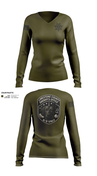 Womens Long Sleeve Vneck Shirt, Limestone County Sheriff K9 UnitLimestone County Sheriff K9 Unit, Police, Teamtime, Team time, sublimation, custom sports apparel, team uniforms, spirit wear, spiritwear, sports uniforms, custom shirts, team store, custom team store, fundraiser sports, apparel fundraiser