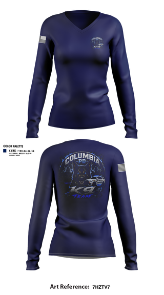 Womens Long Sleeve Vneck Shirt, South Carolina Police K9 Association, Police, Teamtime, Team time, sublimation, custom sports apparel, team uniforms, spirit wear, spiritwear, sports uniforms, custom shirts, team store, custom team store, fundraiser sports, apparel fundraiser