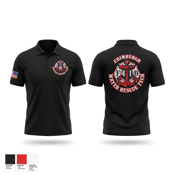 Short Sleeve Performance Polo, Edinburgh Water Rescue, Fire Department, Teamtime, Team time, sublimation, custom sports apparel, team uniforms, spirit wear, spiritwear, sports uniforms, custom shirts, team store, custom team store, fundraiser sports, apparel fundraiser