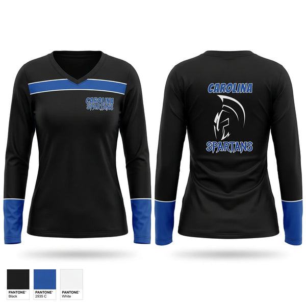 Womens Long Sleeve Vneck Shirt, Carolina Spartans, Softball, Teamtime, Team time, sublimation, custom sports apparel, team uniforms, spirit wear, spiritwear, sports uniforms, custom shirts, team store, custom team store, fundraiser sports, apparel fundraiser