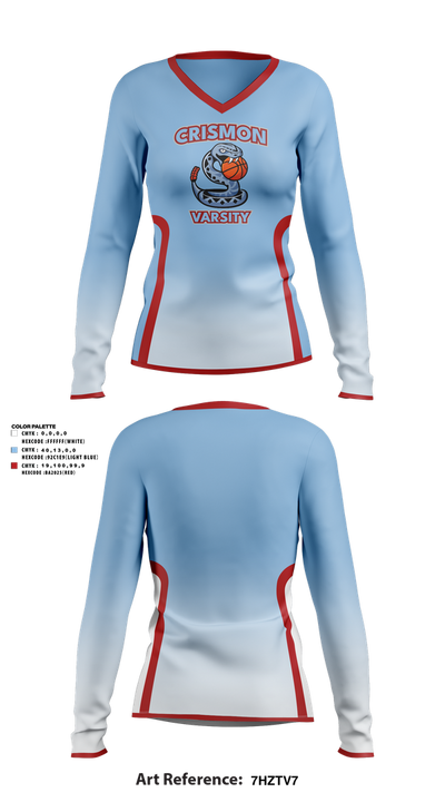 Crismon Rattlers 55873253 Women's Long Sleeve V-neck Shirt - 16
