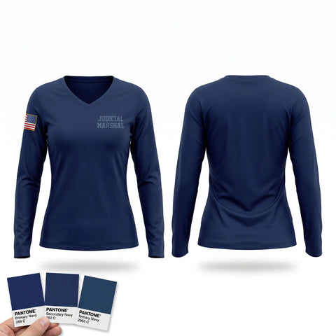 Womens Long Sleeve Vneck Shirt, Judicial Marshal, Police, Teamtime, Team time, sublimation, custom sports apparel, team uniforms, spirit wear, spiritwear, sports uniforms, custom shirts, team store, custom team store, fundraiser sports, apparel fundraiser