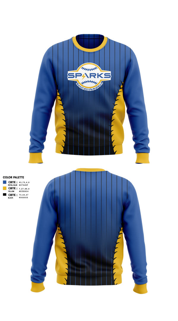Crew Neck Sweatshirt, Santa Clara PAL Sparks, Softball, Teamtime, Team time, sublimation, custom sports apparel, team uniforms, spirit wear, spiritwear, sports uniforms, custom shirts, team store, custom team store, fundraiser sports, apparel fundraiser