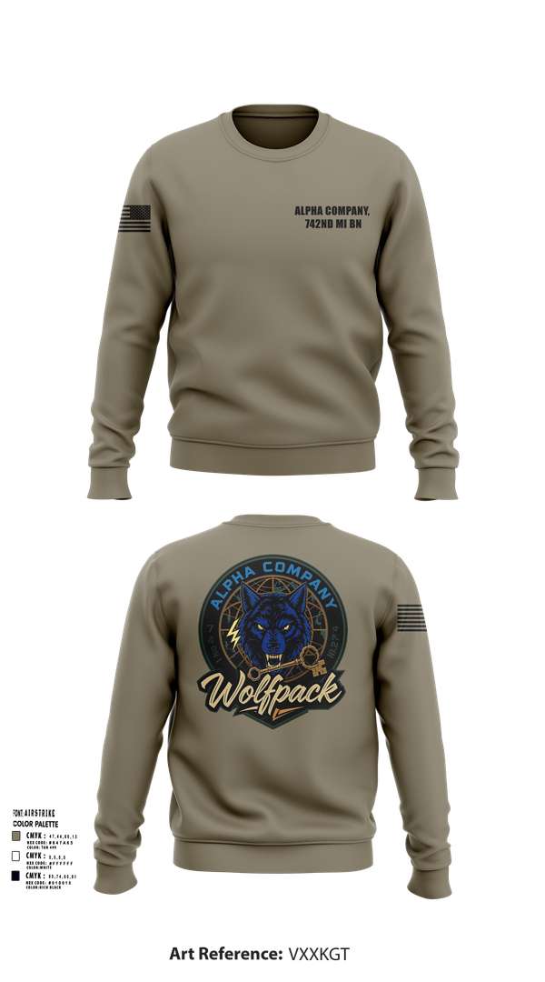 Crew Neck Sweatshirt, Alpha Company, 742nd MI BN, , Teamtime, Team time, sublimation, custom sports apparel, team uniforms, spirit wear, spiritwear, sports uniforms, custom shirts, team store, custom team store, fundraiser sports, apparel fundraiser
