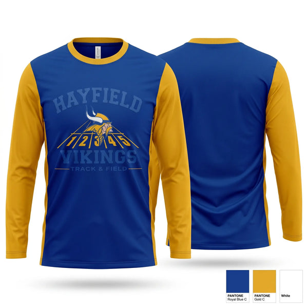 Long Sleeve Performance Shirt, Hayfield Vikings, Track & Field, Teamtime, Team time, sublimation, custom sports apparel, team uniforms, spirit wear, spiritwear, sports uniforms, custom shirts, team store, custom team store, fundraiser sports, apparel fundraiser