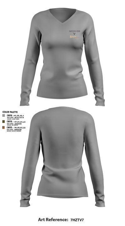 KR 29706976 Women's Long Sleeve V-neck Shirt - 1
