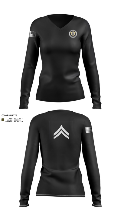 Wayne County Sheriff’s Department 8145507 Women's Long Sleeve V-neck Shirt - 3