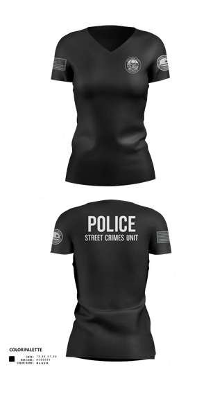 Womens Short Sleeve Vneck Shirt, STREET CRIMES, , Teamtime, Team time, sublimation, custom sports apparel, team uniforms, spirit wear, spiritwear, sports uniforms, custom shirts, team store, custom team store, fundraiser sports, apparel fundraiser