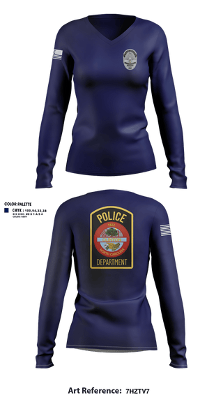 Womens Long Sleeve Vneck Shirt, Clinton Police Department, Police, Teamtime, Team time, sublimation, custom sports apparel, team uniforms, spirit wear, spiritwear, sports uniforms, custom shirts, team store, custom team store, fundraiser sports, apparel fundraiser