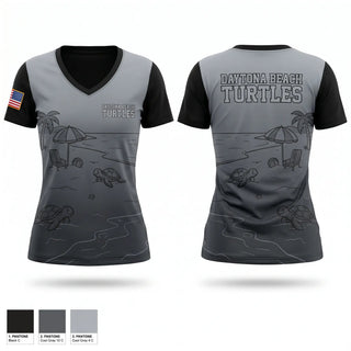 Womens Short Sleeve Vneck Shirt, Daytona Beach Turtles, Army, Teamtime, Team time, sublimation, custom sports apparel, team uniforms, spirit wear, spiritwear, sports uniforms, custom shirts, team store, custom team store, fundraiser sports, apparel fundraiser