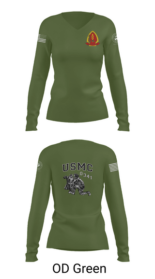 Womens Long Sleeve Vneck Shirt, 1st Bn 2mar 2nd MarDiv, , Teamtime, Team time, sublimation, custom sports apparel, team uniforms, spirit wear, spiritwear, sports uniforms, custom shirts, team store, custom team store, fundraiser sports, apparel fundraiser