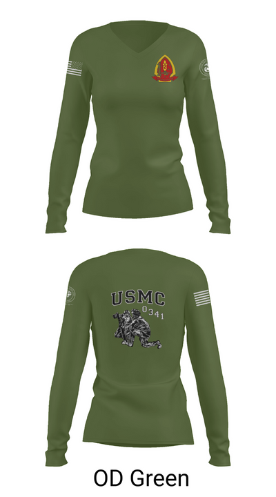 1st Bn 2mar 2nd MarDiv 35824328 Women's Long Sleeve V-neck Shirt - 57
