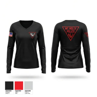 Womens Long Sleeve Vneck Shirt, Mount Holly Police, Police, Teamtime, Team time, sublimation, custom sports apparel, team uniforms, spirit wear, spiritwear, sports uniforms, custom shirts, team store, custom team store, fundraiser sports, apparel fundraiser