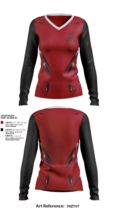 Hastings College Broncos Volleyball 3847301 Women's Long Sleeve V-neck Shirt - 1