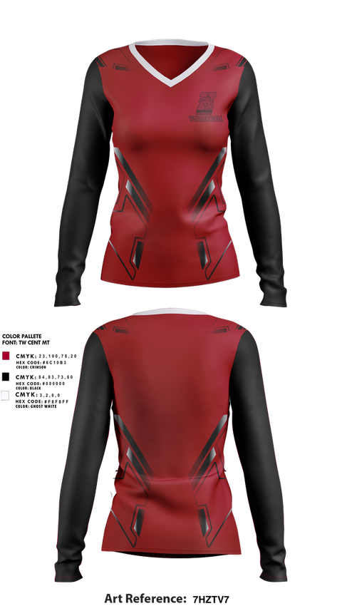 Womens Long Sleeve Vneck Shirt, Hastings College Broncos Volleyball, Women's Volleyball, Teamtime, Team time, sublimation, custom sports apparel, team uniforms, spirit wear, spiritwear, sports uniforms, custom shirts, team store, custom team store, fundraiser sports, apparel fundraiser