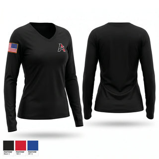 Womens Long Sleeve Vneck Shirt, Aero seat, Fire Department, Teamtime, Team time, sublimation, custom sports apparel, team uniforms, spirit wear, spiritwear, sports uniforms, custom shirts, team store, custom team store, fundraiser sports, apparel fundraiser