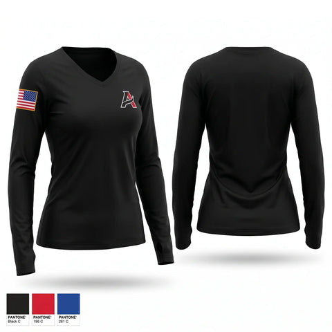 Womens Long Sleeve Vneck Shirt, Aero seat, Fire Department, Teamtime, Team time, sublimation, custom sports apparel, team uniforms, spirit wear, spiritwear, sports uniforms, custom shirts, team store, custom team store, fundraiser sports, apparel fundraiser